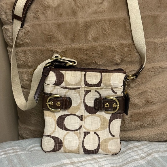 Coach Handbags - 2008 Vintage Coach Brown and Cream signature Canvas crossbody bag - RARE